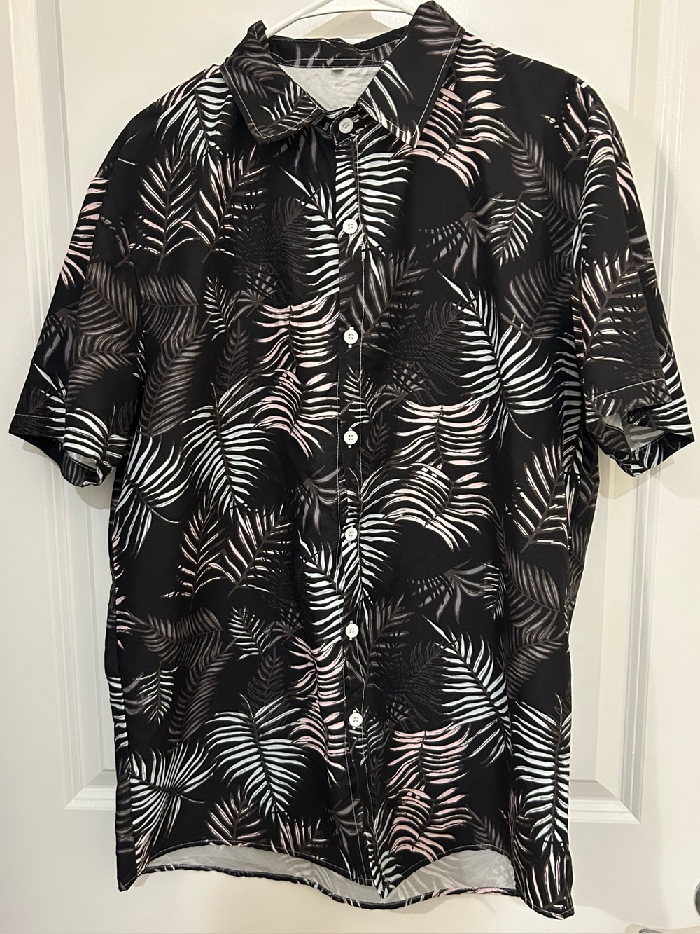SHEIN Men’s Hawaiian Shirt Palm Leaves AOP Resort Beach Surf Style Large